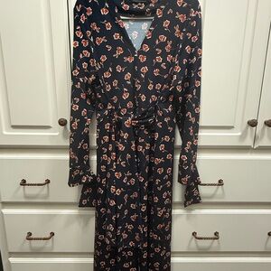 Eloquii Navy Floral Long Sleeve Dress
